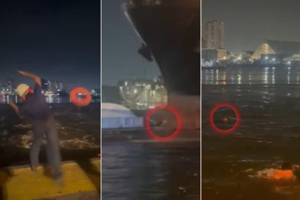 Tripulantes pulam antes de impacto de navio no Porto de Santos