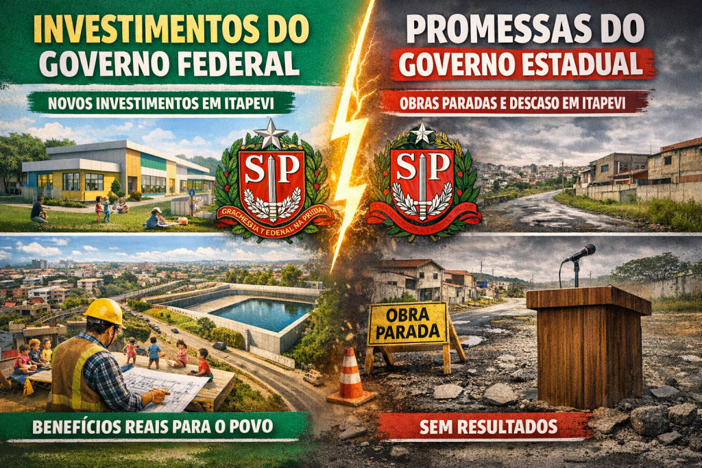 Governo Federal impulsiona Itapevi com milhões em investimentos, enquanto Estado acumula promessas e silêncio político