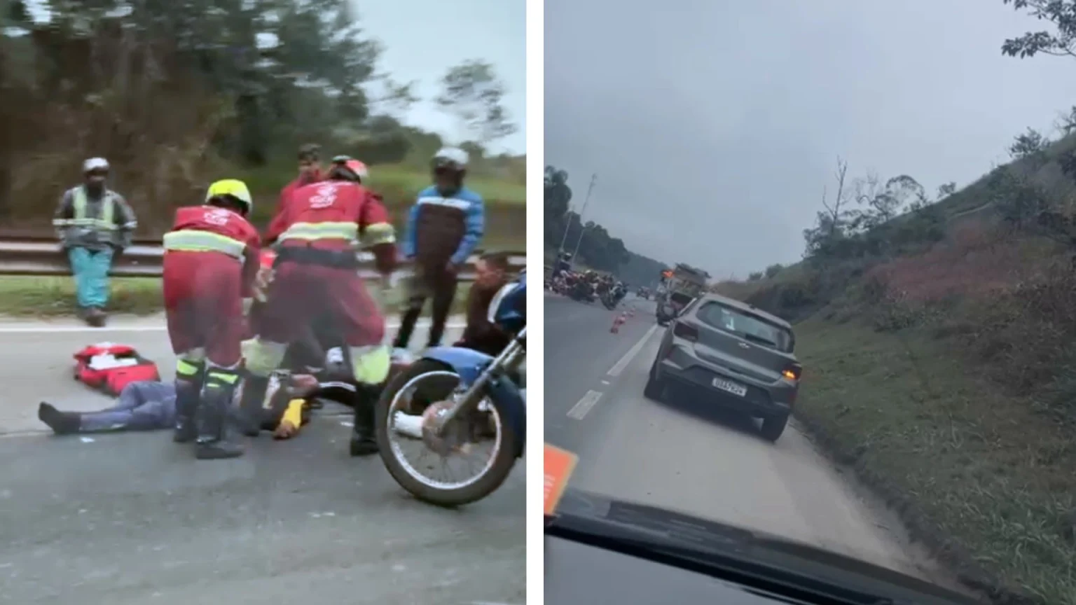 Casal sofre grave acidente de moto na Via Dutra em Santa Isabel