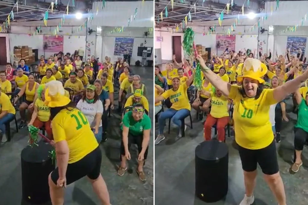Idosas de Itanhaém se preparam para torcer pelo Brasil com remada viking e dança do créu
