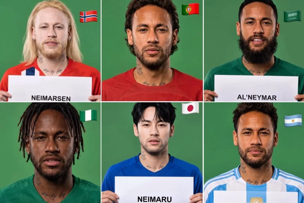 Vídeo com IA transformando Neymar em 19 nacionalidades viraliza antes das oitavas da Copa do Mundo