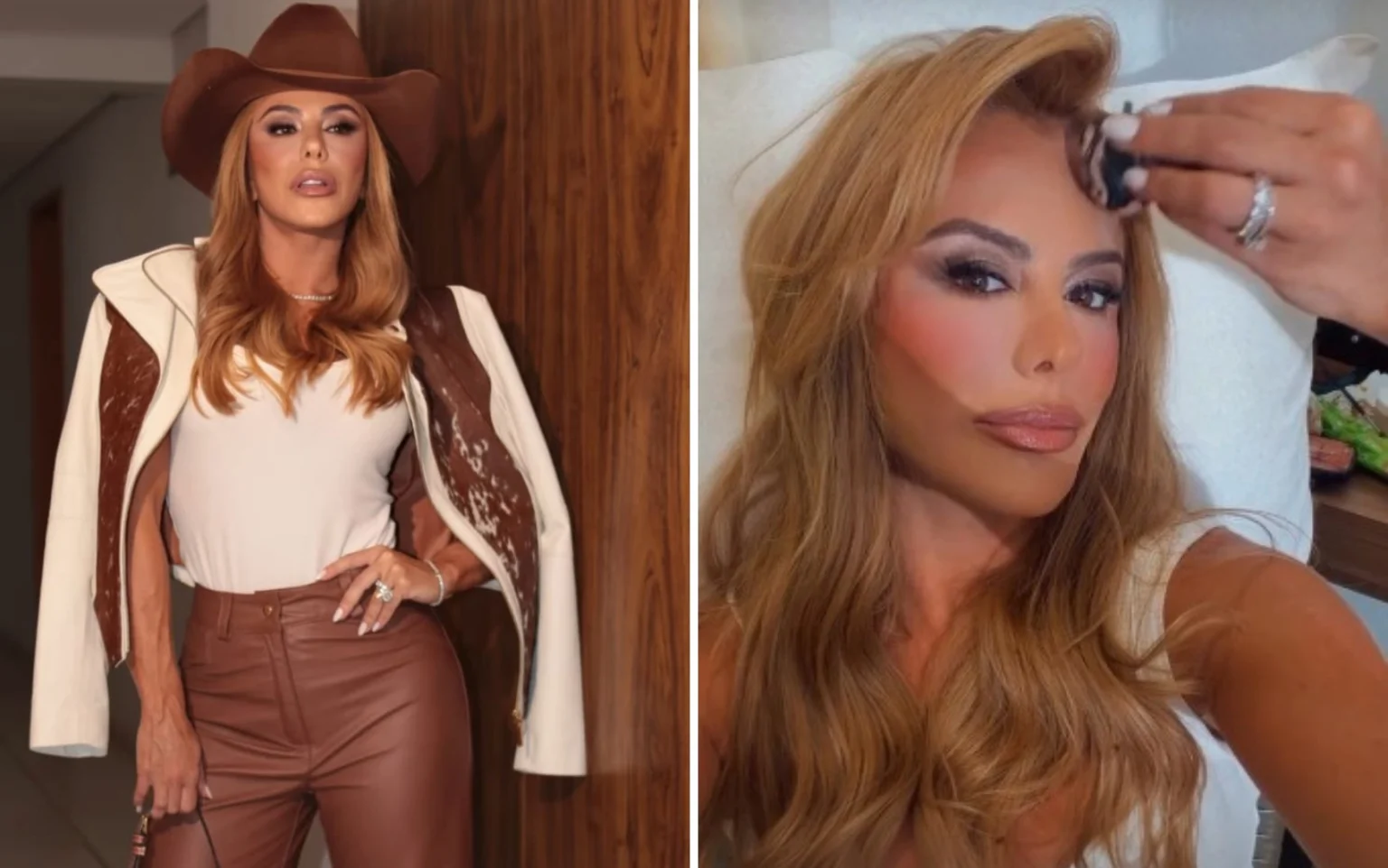 Poliana Rocha brilha com estilo western em show de Leonardo em Barretos
