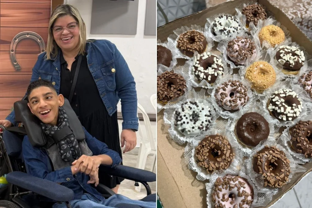 Mãe empreendedora vende donuts em ônibus para comprar cadeira adaptada para filho com paralisia cerebral