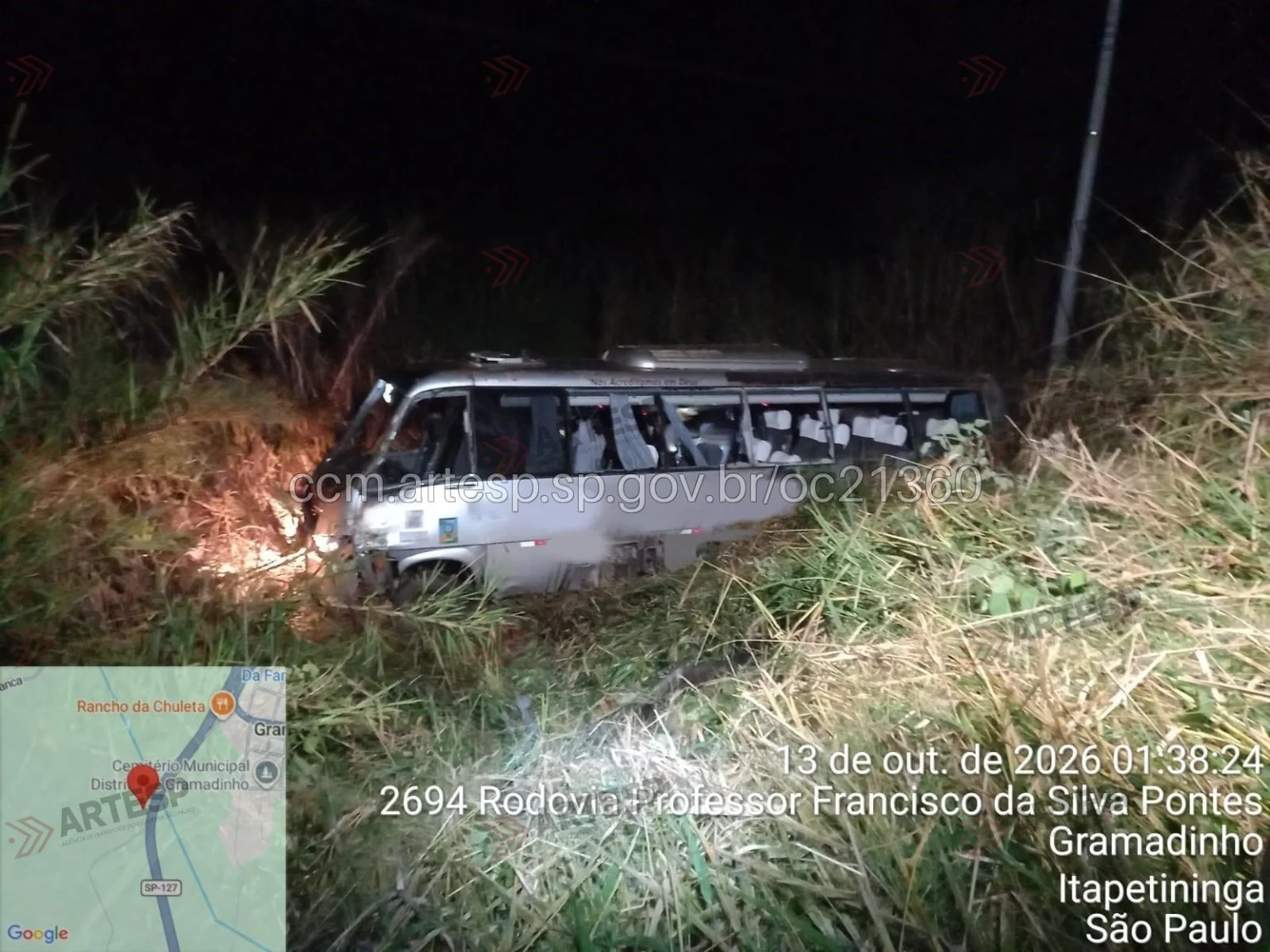 Tragédia na Rodovia SP-127: Micro-ônibus capota e deixa 3 mortos em Itapetininga, SP